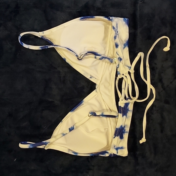 Blue tie die bikini top size S adjustable back - Picture 4 of 7